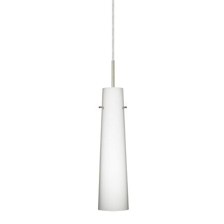 Besa Lighting Camino Cord Pendant, Opal Matte, Satin Nickel Finish, 1x50W Candelabra 1BT-567407-SN